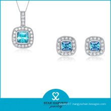 925 Silver Simple Necklace and Earring Jewelry Set (J-0165)
